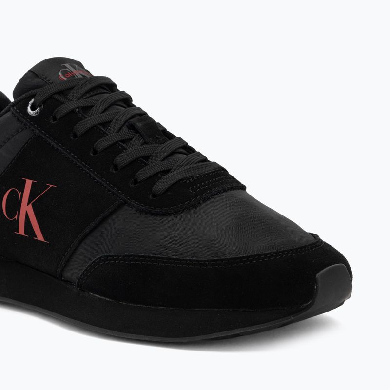 Pánske topánky Calvin Klein HM0HM02212 Retro Runner Bans Leather Suede triple black/adrenaline rush 7