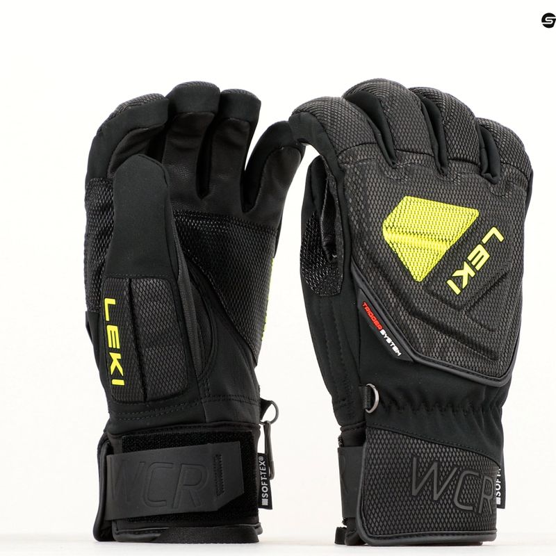 Pánske lyžiarske rukavice LEKI WCR C-Tech 3D black ice/lemon 9