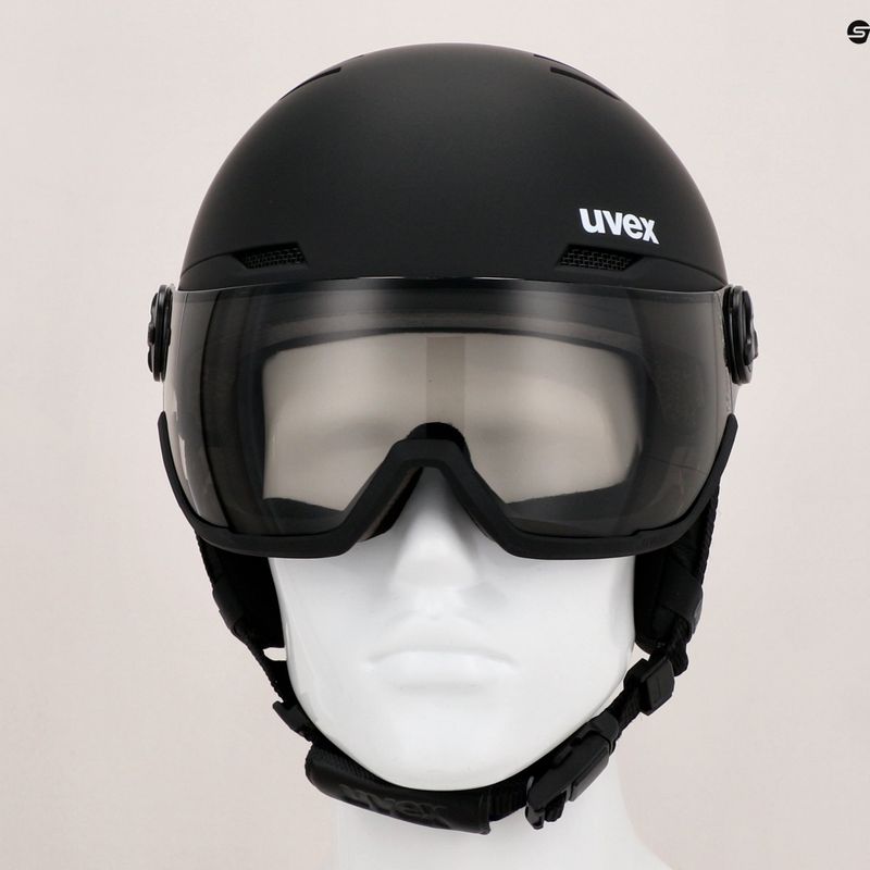 Lyžiarska prilba UVEX Wanted Visor Pro V black matt/variomatc smoke 12