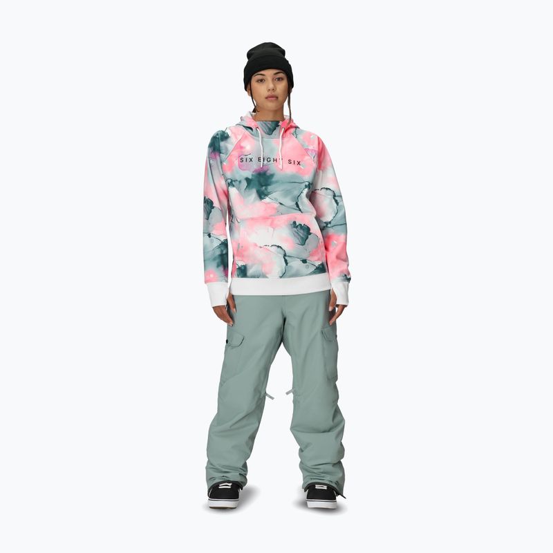 Dámska snowboardová mikina 686 Bonded Fleece Pullover Hoody geranium pink ink 2
