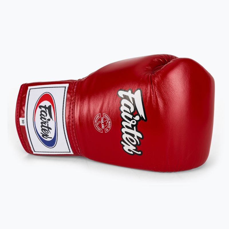 Boxerské rukavice Fairtex Pro Competition Locked Thumb Leather červené 5