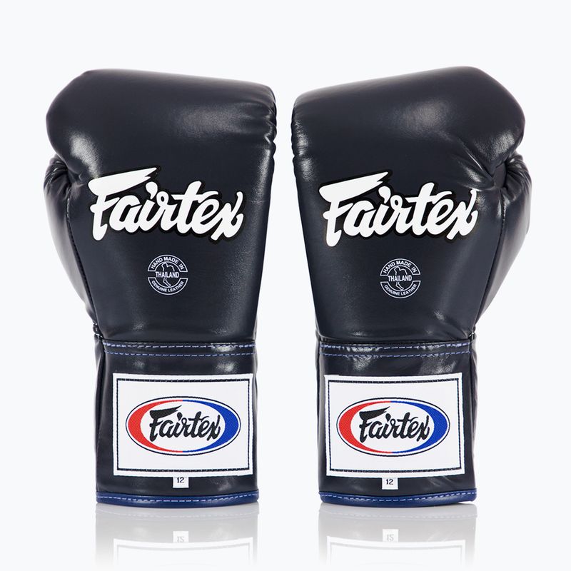 Boxerské rukavice Fairtex Pro Competition Locked Thumb Leather blue