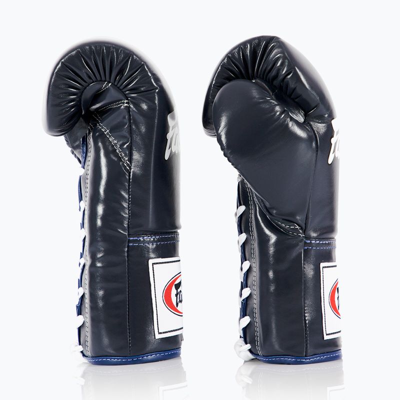 Boxerské rukavice Fairtex Pro Competition Locked Thumb Leather blue 3