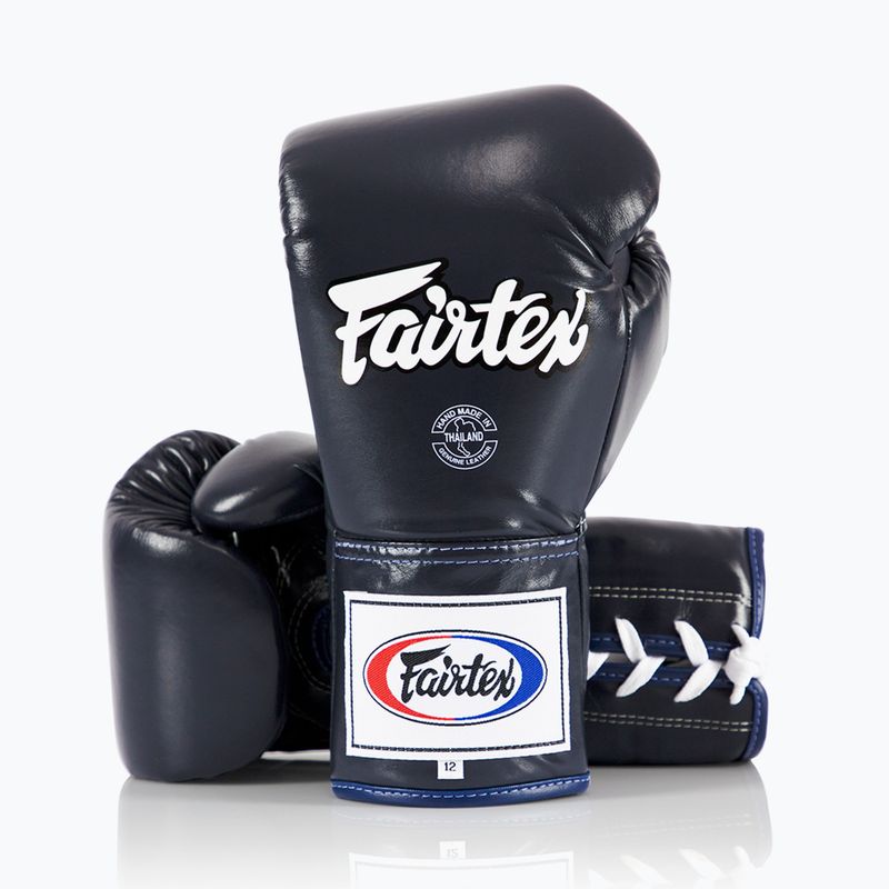 Boxerské rukavice Fairtex Pro Competition Locked Thumb Leather blue 4