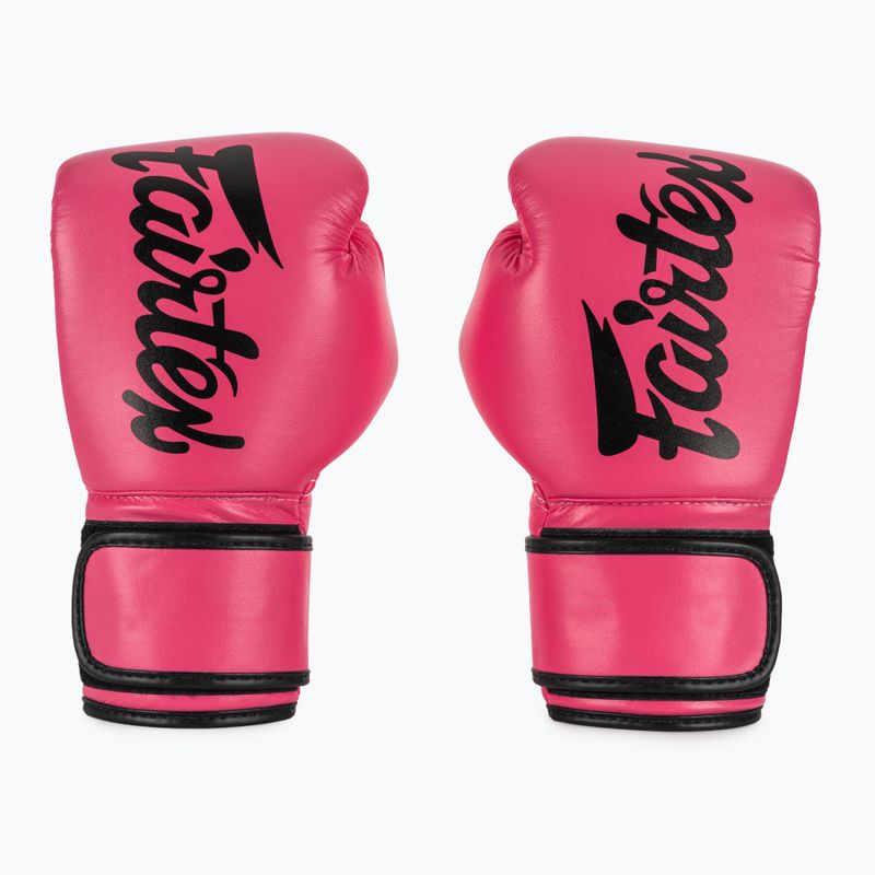Boxerské rukavice Fairtex Microfiber pink/black barefoot 2