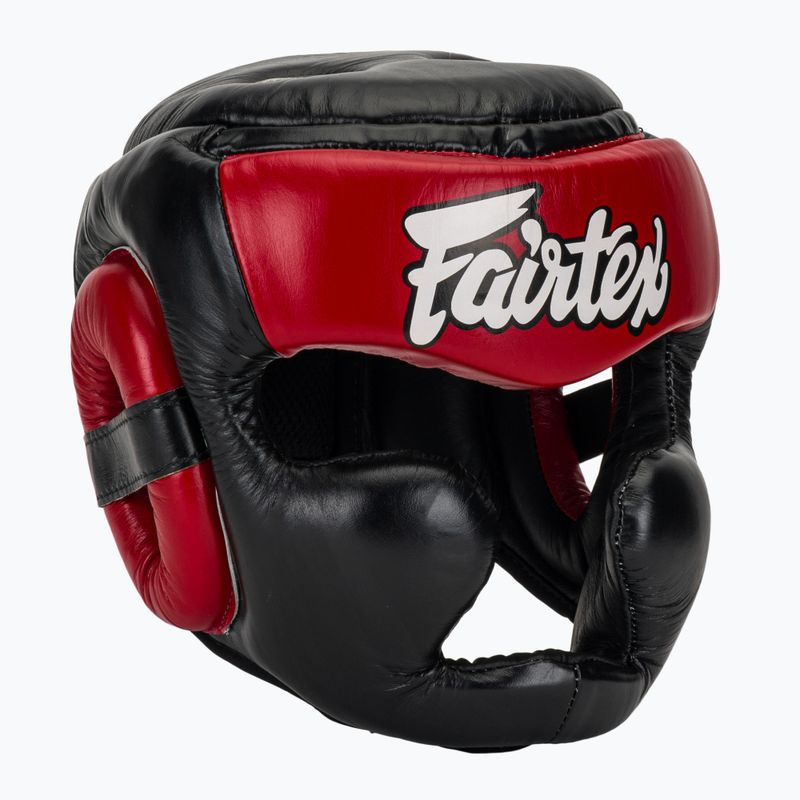 Boxerská prilba Fairtex Diagonal Vision Sparring - Full Head Coverage black/rd