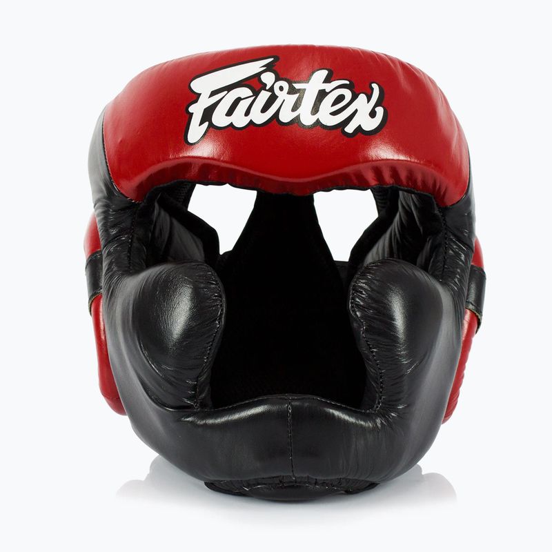 Boxerská prilba Fairtex Diagonal Vision Sparring - Full Head Coverage black/rd 2