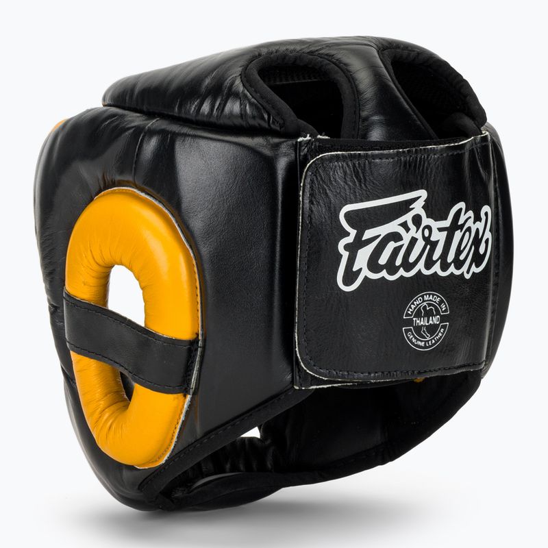 Boxerská prilba Fairtex Diagonal Vision Sparring - Full Head Coverage black/yellow 3