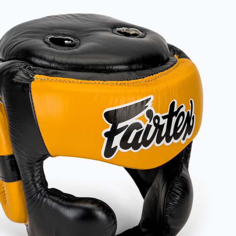 Boxerská prilba Fairtex Diagonal Vision Sparring - Full Head Coverage black/yellow 4