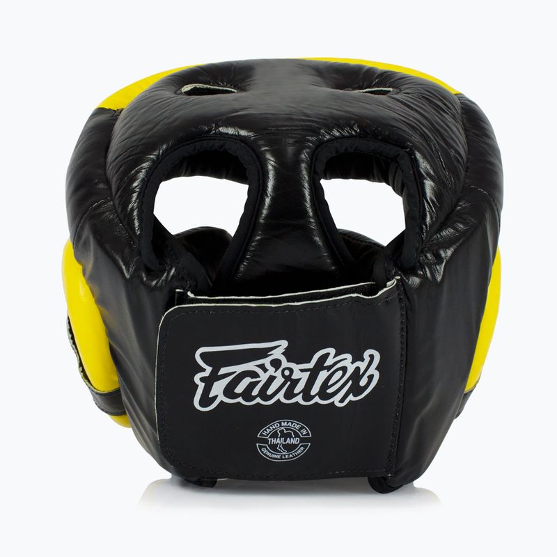 Boxerská prilba Fairtex Diagonal Vision Sparring - Full Head Coverage black/yellow 3