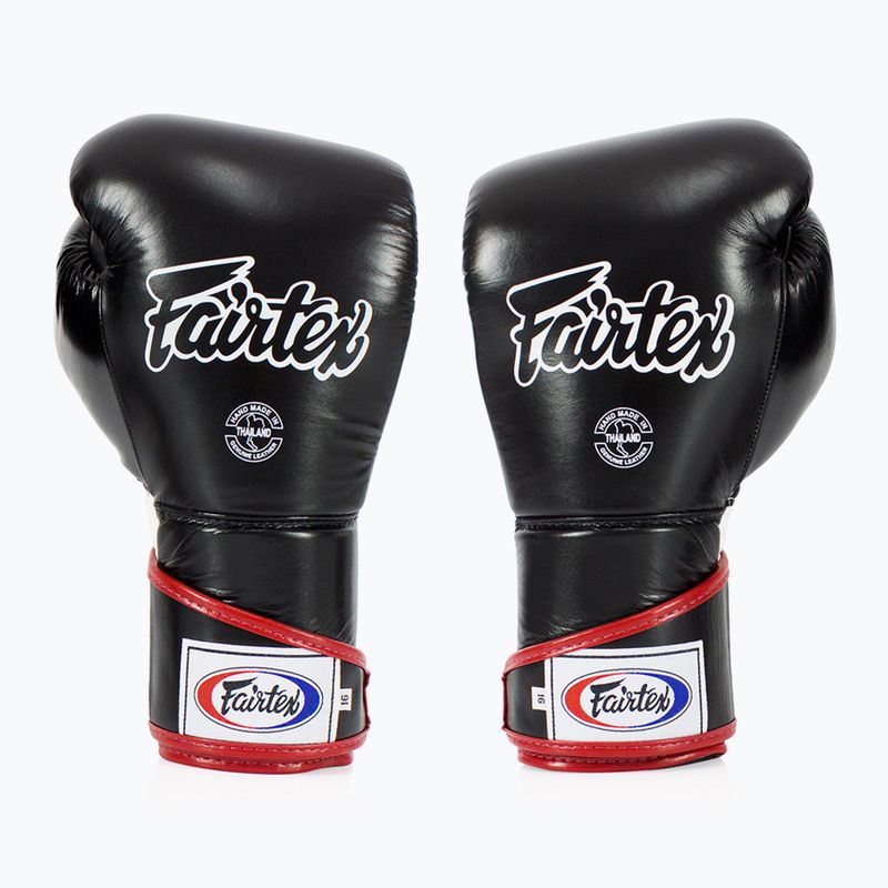 Štýlové boxerské rukavice Fairtex Angular Sparring - uzamknutý palec čierna/biela/červená