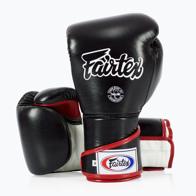 Štýlové boxerské rukavice Fairtex Angular Sparring - uzamknutý palec čierna/biela/červená 4