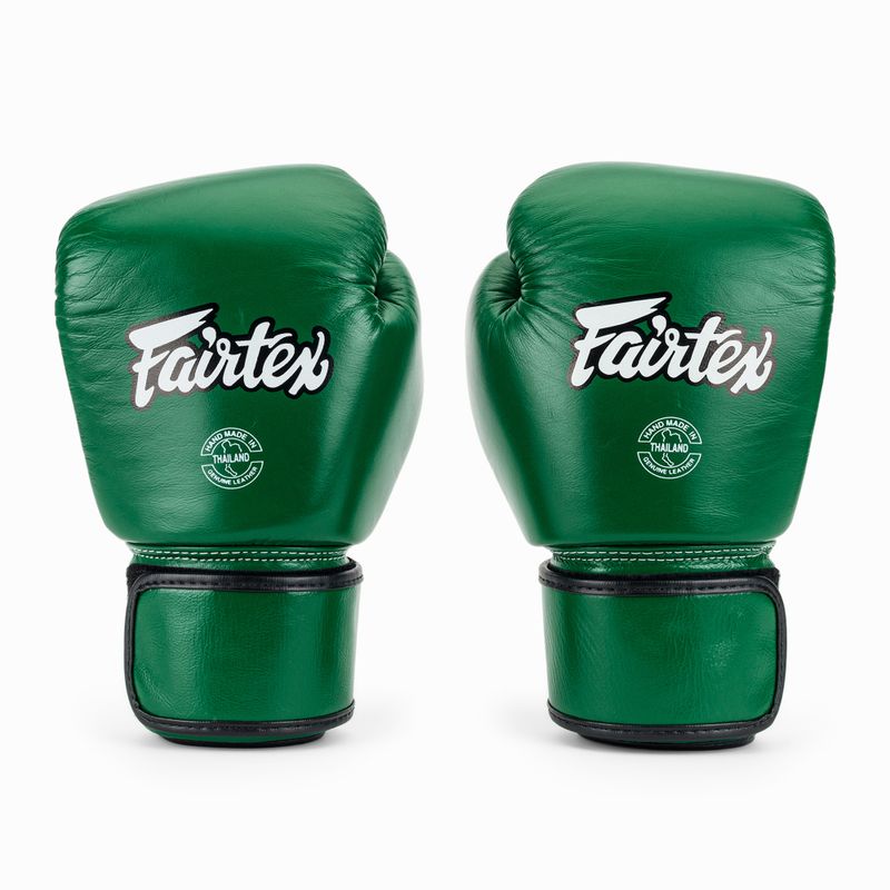 Boxerské rukavice Fairtex Real Leather Boxing green 2