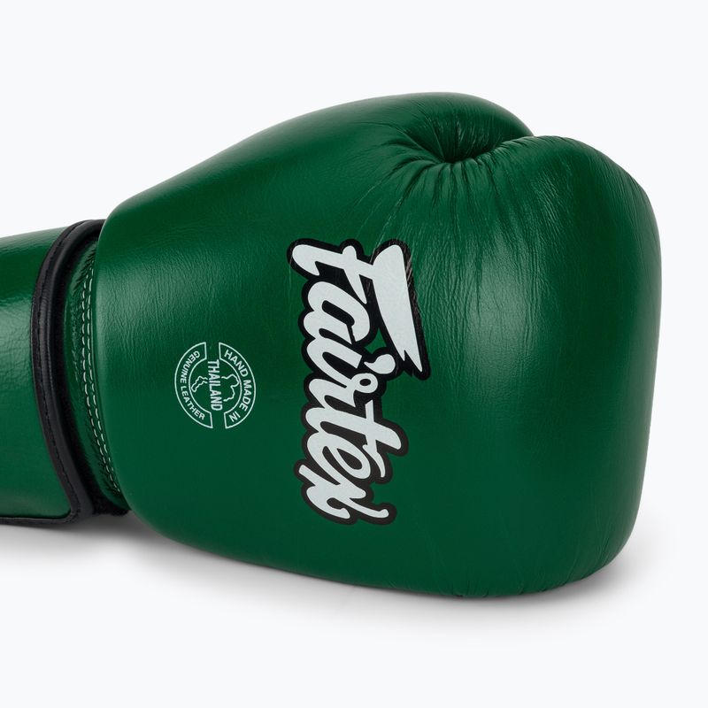 Boxerské rukavice Fairtex Real Leather Boxing green 5