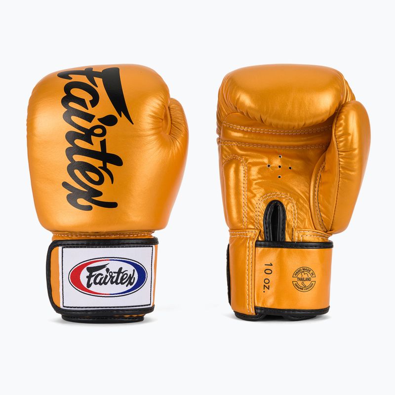 Boxerské rukavice Fairtex Deluxe Tight-Fit gold