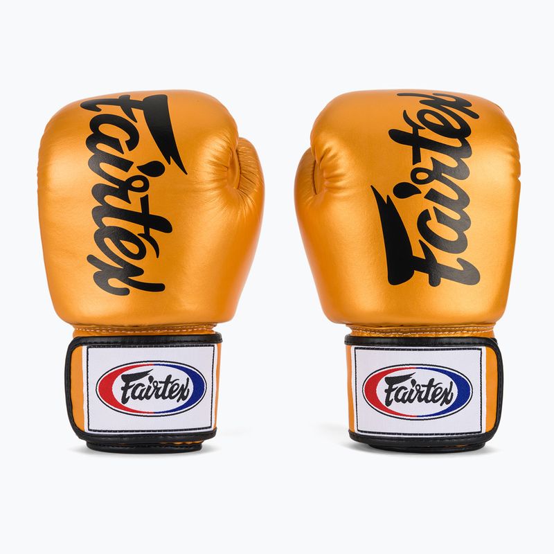 Boxerské rukavice Fairtex Deluxe Tight-Fit gold 2
