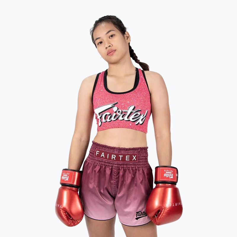 Boxerské rukavice Fairtex Metallic red 6