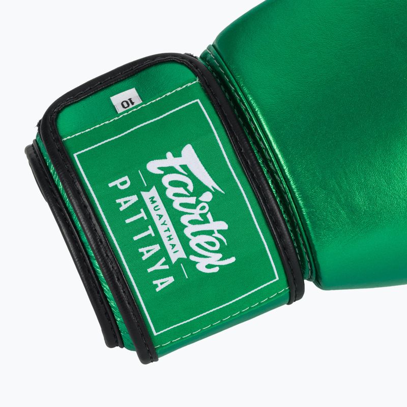 Boxerské rukavice Fairtex Metallic green 6