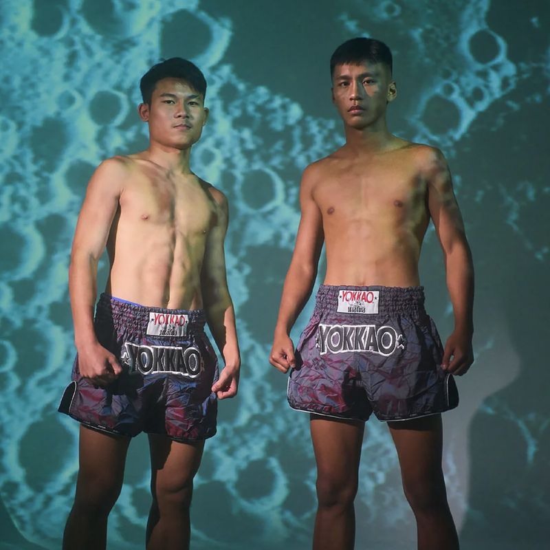 Pánske tréningové šortky YOKKAO Lunar Muay Thai iridescent blue grey 12