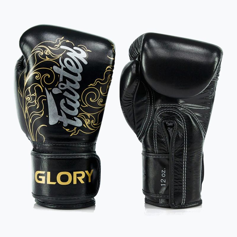 Boxerské rukavice Fairtex Glory Kickboxing Competition Training black/gold