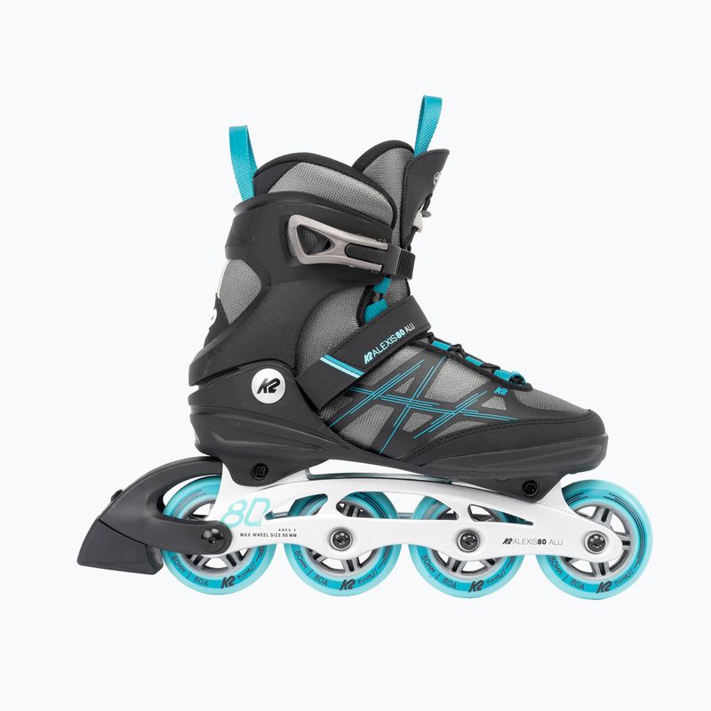 Dámske kolieskové korčule K2 Alexis 80 Alu grey/cyan 2