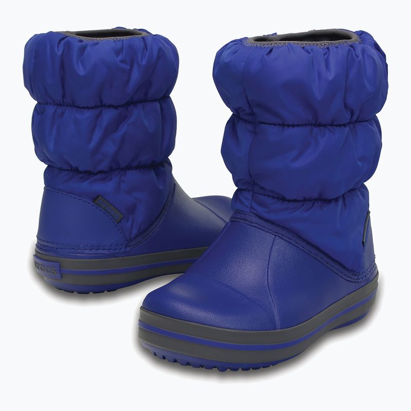 Detské snehové topánky Crocs Winter Puff Cerulean Blue/Svetlo šedá 6