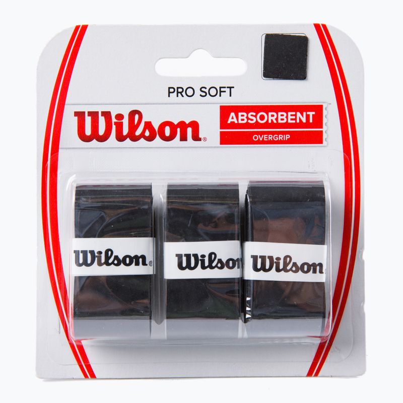 Obaly na tenisovú raketu Wilson Pro Soft Overgrip 3 ks čierne WRZ4040BK+