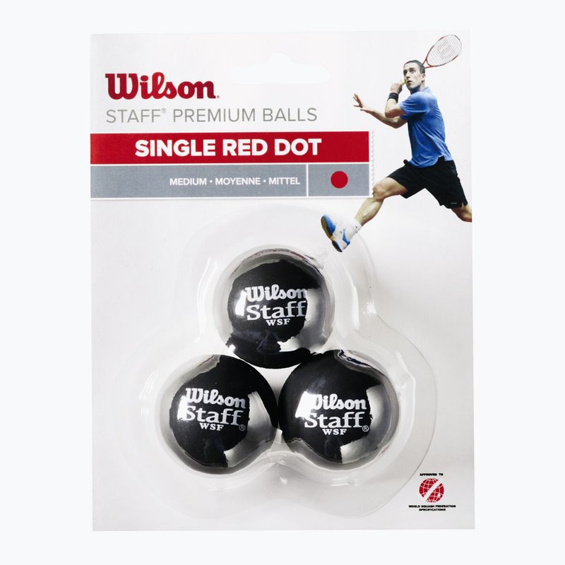Loptičky na squash Wilson Staff Ball Red Dot 3 ks čierne. 2