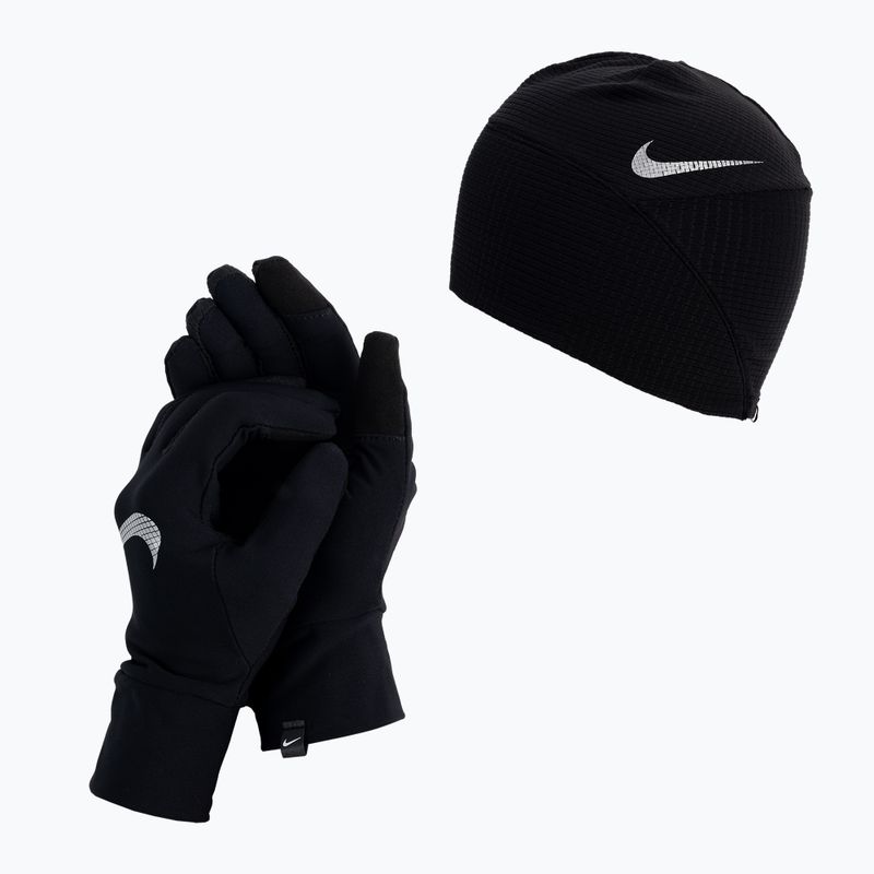 Dámska súprava čiapka + rukavice Nike Essential Running čierna N1000595-082