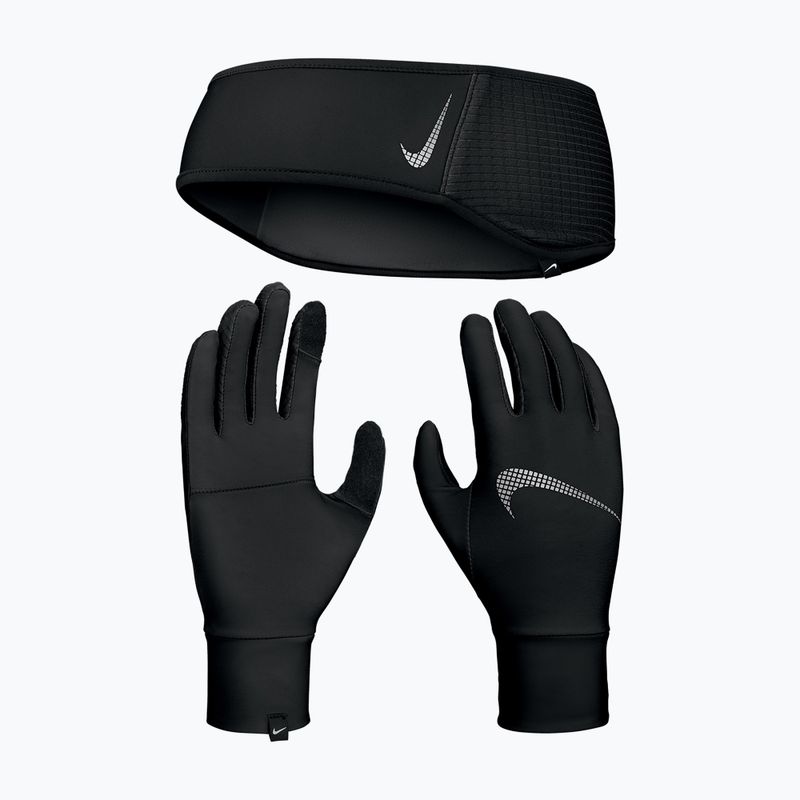 Dámska súprava páska na ruku a rukavice Nike Essential Running black/black/silver 9