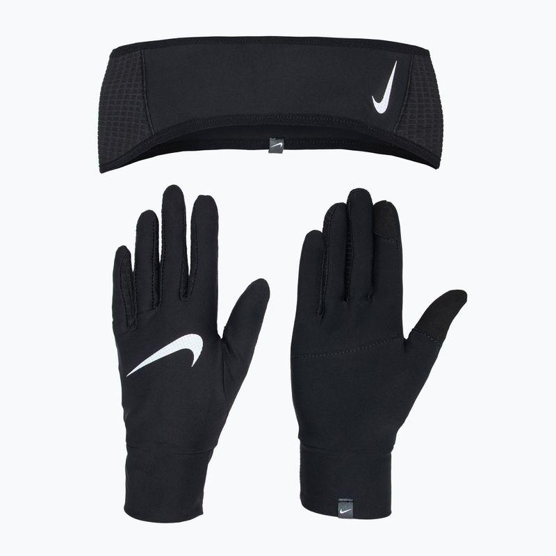 Dámska súprava páska na ruku a rukavice Nike Essential Running black/black/silver
