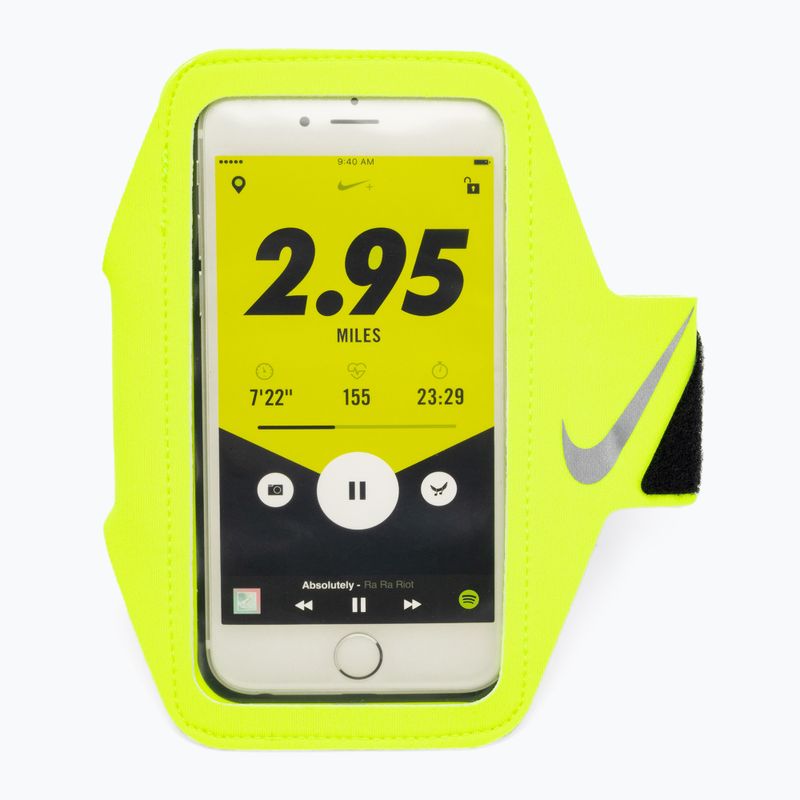 Bežecký úchyt na telefón Nike Lean Arm Band Plus volt/čierna/strieborná 2