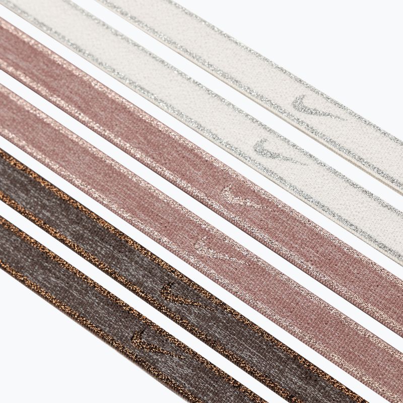 Čelenky Nike Swoosh Sport Metallic 6 ks hnedá/smokey mauve/metalická strieborná 3