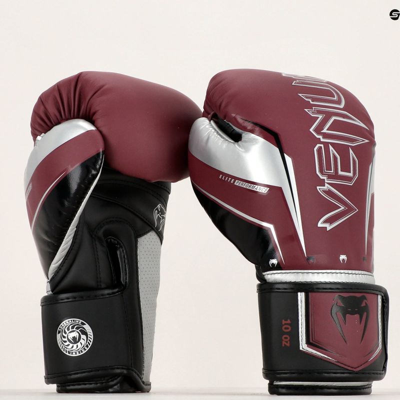 Boxerské rukavice Venum Elite Evo bordová/strieborná 7