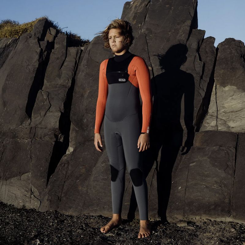 Detský surfovací neoprén ION Capture 4/3 Front Zip Jr steel blue/red 5