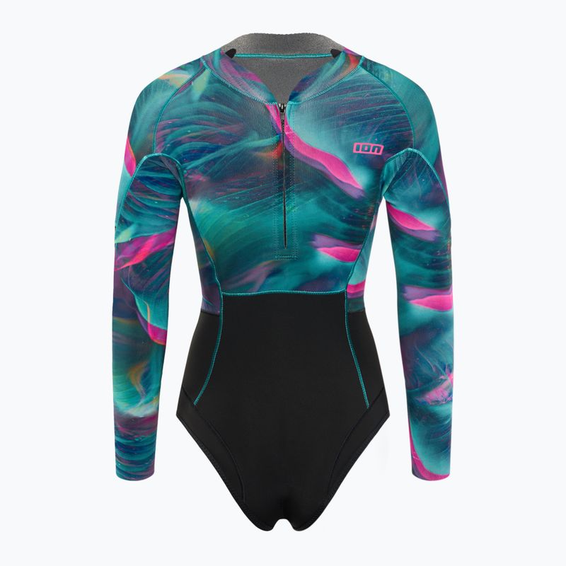 Dámske plavecké nohavice ION Amaze Hot Shorty 1.5 Front Zip tropical palm glitch 2