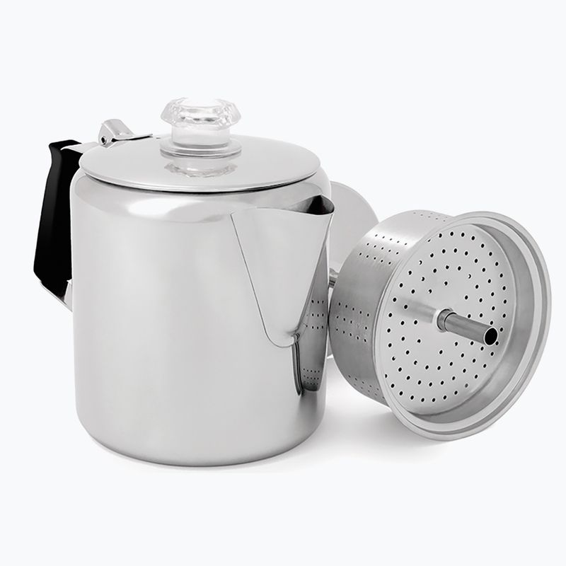 GSI Outdoors Glacier Stainless 6 Cup Perc W/Silicone Handle leštená turistická kaviareň