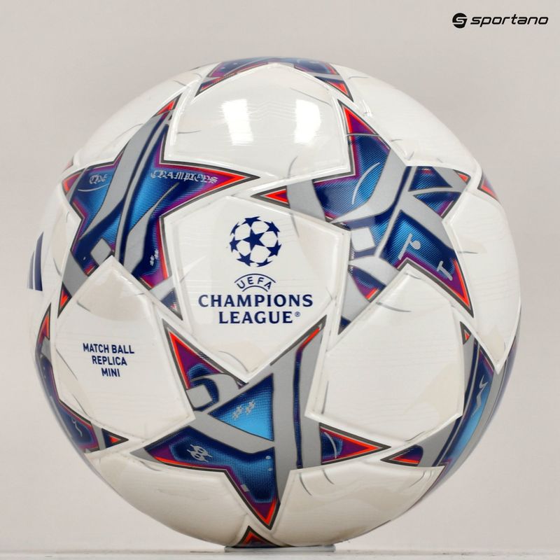 adidas UCL Mini 23/24 white/silver metallic/bright cyan veľkosť 1 futbal 5
