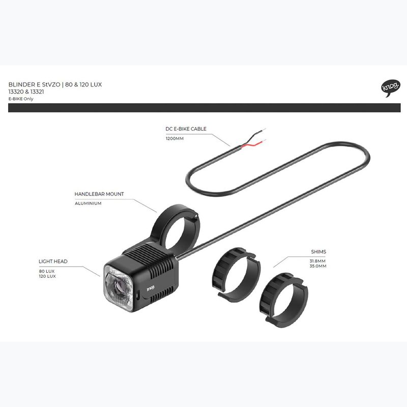 Predné svetlo na bicykel Knog Blinder E 120 Lux StVZO black 4