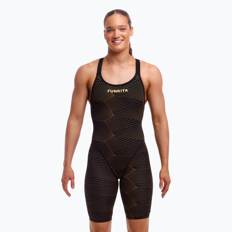 Dámsky štartovací overál Funkita Fast Legs One Piece gold weaver 2