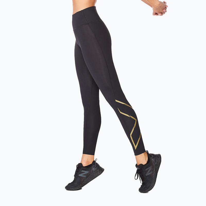 Dámske tréningové legíny 2XU Force Mid-Rise Compression black and gold WA5367B 3