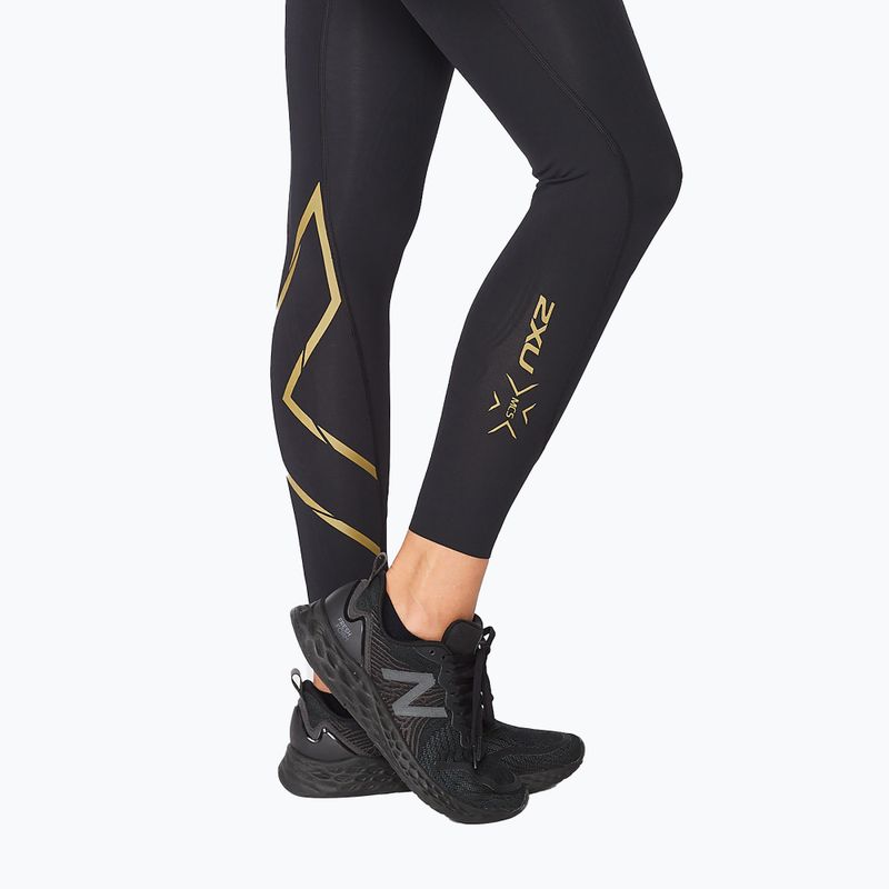 Dámske tréningové legíny 2XU Force Mid-Rise Compression black and gold WA5367B 5
