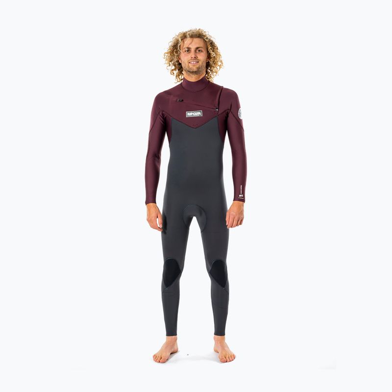 Rip Curl Dawn Patrol pánsky 4/3 mm šedý a bordový plavecký oblek WSM9CM 3