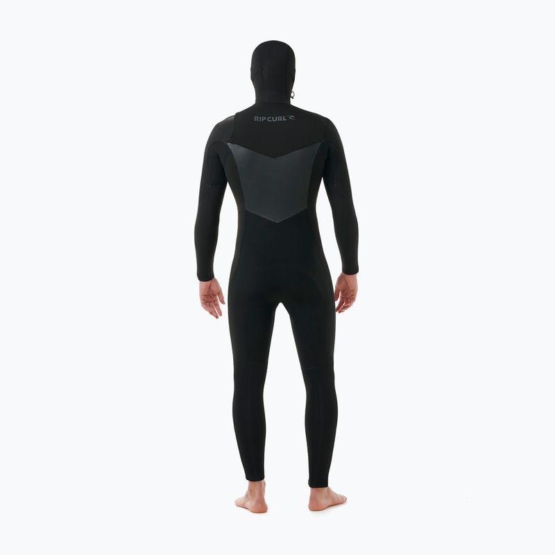 Pánska plavecká pena Rip Curl Dawn Patrol s kapucňou 6/4 mm a zipsom na hrudi Black 2