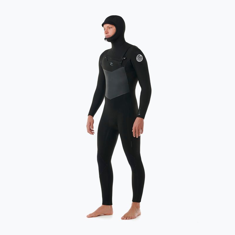 Pánska plavecká pena Rip Curl Dawn Patrol s kapucňou 6/4 mm a zipsom na hrudi Black 3
