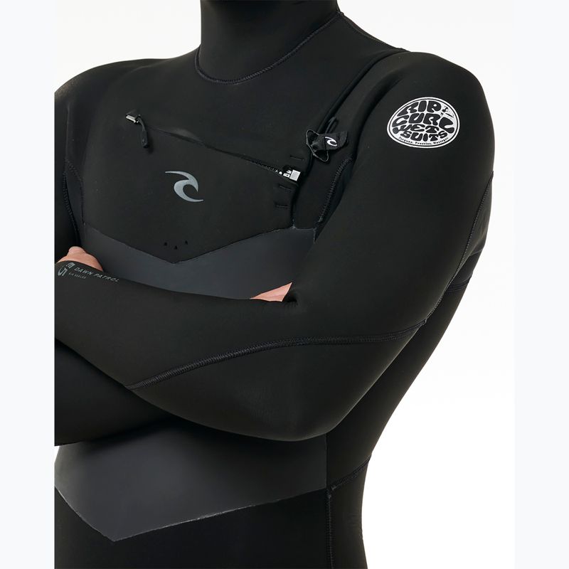 Pánska plavecká pena Rip Curl Dawn Patrol s kapucňou 6/4 mm a zipsom na hrudi Black 5