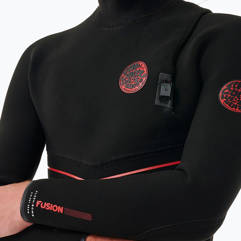 Pánsky plavecký neoprén Rip Curl Flashbomb Fusion 5/4mm Hooded Zip Free black 5