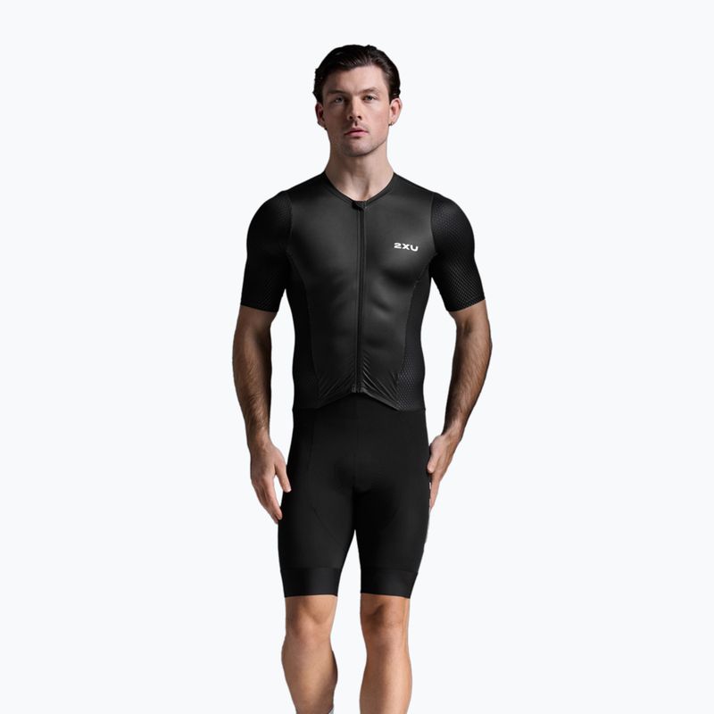 Pánska tritlonová kombinéza 2XU Aero Hex Sleeved black/white 2