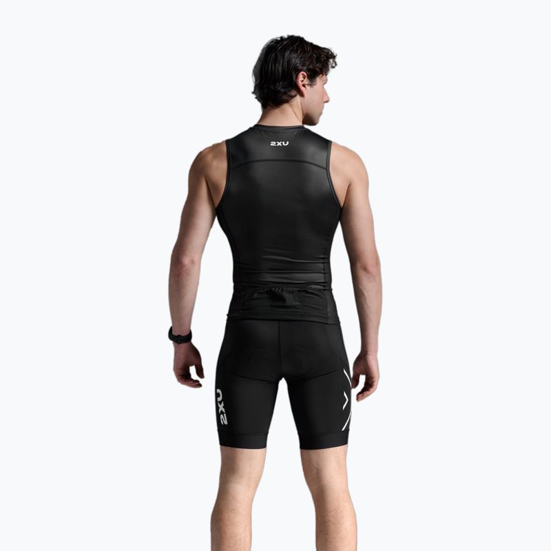 Pánske cyklistické tielko 2XU Core Tri Tank black/white 2