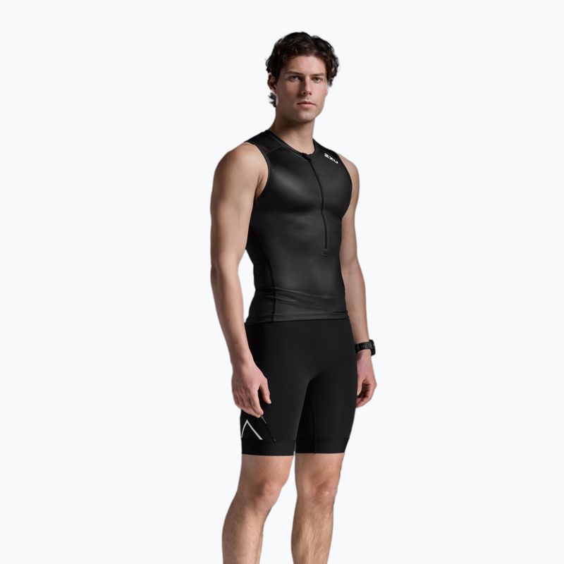 Pánske cyklistické tielko 2XU Core Tri Tank black/white 3